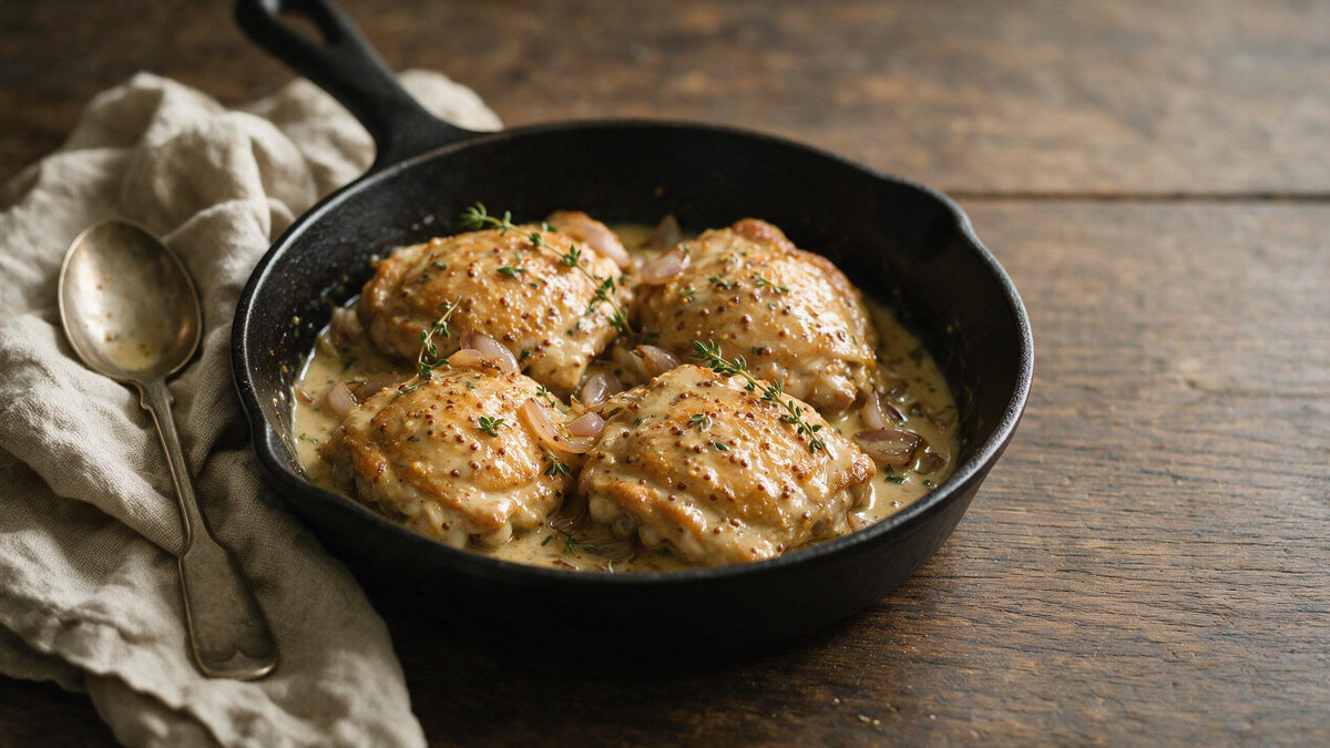 Poulet à la moutarde à l'ancienne à la Moutarde de Meaux® Pommery®