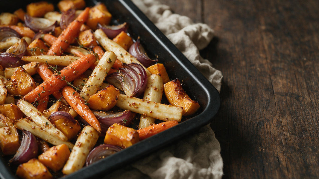 Légumes rôtis au four à la Moutarde au Miel & épices grillées Pommery®